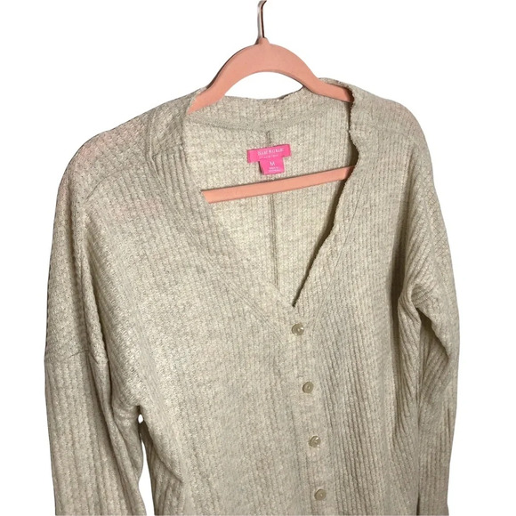 ISAAC MIZRAHI Waffle Knit Open Button Down Cardigan Sweater - Picture 1 of 6